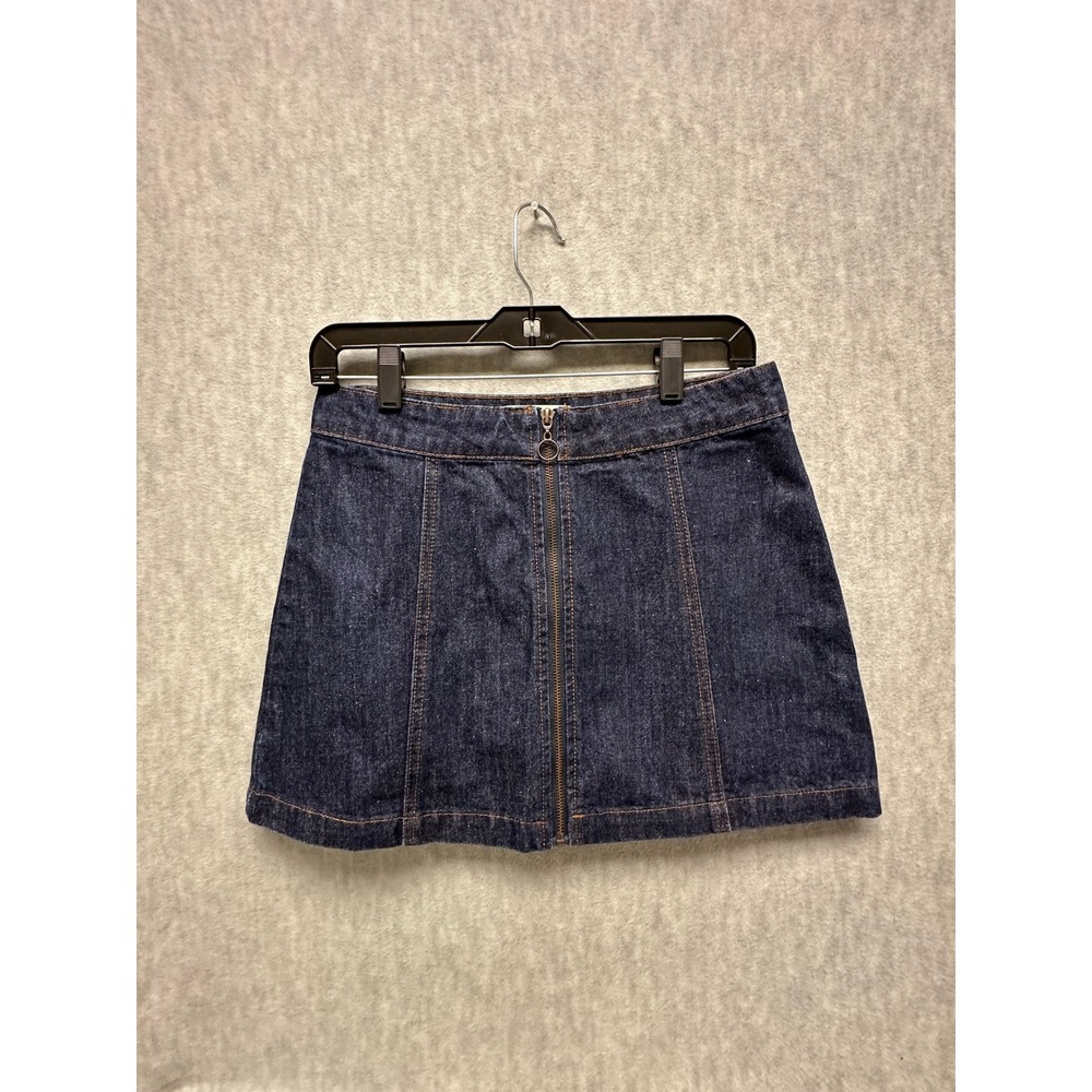 SKIRT ALTARD STATE Mini Small Dark Blue Jean Denim Womens Short ZIP Front ZIPPER